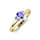 4 - Gemma 7x5 mm Oval Cut Tanzanite and Diamond Trellis Three Stone Engagement Ring 