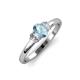 4 - Gemma 7x5 mm Oval Cut Aquamarine and Diamond Trellis Three Stone Engagement Ring 