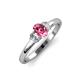 4 - Gemma 7x5 mm Oval Cut Pink Tourmaline and Diamond Trellis Three Stone Engagement Ring 