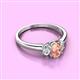 3 - Gemma 7x5 mm Oval Cut Morganite and Diamond Trellis Three Stone Engagement Ring 