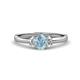 1 - Gemma 7x5 mm Oval Cut Aquamarine and Diamond Trellis Three Stone Engagement Ring 