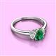3 - Gemma 7x5 mm Oval Cut Emerald and Diamond Trellis Three Stone Engagement Ring 