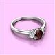 3 - Gemma 7x5 mm Oval Cut Red Garnet and Diamond Trellis Three Stone Engagement Ring 