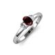 4 - Gemma 7x5 mm Oval Cut Red Garnet and Diamond Trellis Three Stone Engagement Ring 