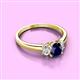 3 - Gemma 7x5 mm Oval Cut Blue Sapphire and Diamond Trellis Three Stone Engagement Ring 