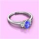 3 - Gemma 7x5 mm Oval Cut Tanzanite and Diamond Trellis Three Stone Engagement Ring 