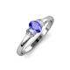 4 - Gemma 7x5 mm Oval Cut Tanzanite and Diamond Trellis Three Stone Engagement Ring 