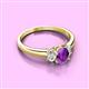 3 - Gemma 7x5 mm Oval Cut Amethyst and Diamond Trellis Three Stone Engagement Ring 