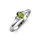 4 - Gemma 7x5 mm Oval Cut Peridot and Diamond Trellis Three Stone Engagement Ring 