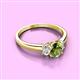 3 - Gemma 7x5 mm Oval Cut Peridot and Diamond Trellis Three Stone Engagement Ring 