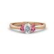 1 - Gemma 7x5 mm Oval Cut GIA Certified Natural Diamond and Pink Tourmaline Trellis Three Stone Engagement Ring 
