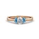 1 - Gemma 7x5 mm Oval Cut GIA Certified Natural Diamond and Blue Topaz Trellis Three Stone Engagement Ring 