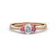 1 - Gemma 7x5 mm Oval Cut GIA Certified Natural Diamond and Rhodolite Garnet Trellis Three Stone Engagement Ring 
