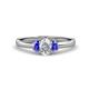 1 - Gemma 7x5 mm Oval Cut GIA Certified Natural Diamond and Tanzanite Trellis Three Stone Engagement Ring 