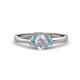 1 - Gemma 7x5 mm Oval Cut GIA Certified Natural Diamond and Aquamarine Trellis Three Stone Engagement Ring 