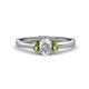 1 - Gemma 7x5 mm Oval Cut GIA Certified Natural Diamond and Peridot Trellis Three Stone Engagement Ring 