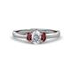 1 - Gemma 7x5 mm Oval Cut GIA Certified Natural Diamond and Red Garnet Trellis Three Stone Engagement Ring 