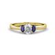 1 - Gemma 7x5 mm Oval Cut GIA Certified Natural Diamond and Blue Sapphire Trellis Three Stone Engagement Ring 