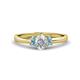 1 - Gemma 7x5 mm Oval Cut GIA Certified Natural Diamond and Aquamarine Trellis Three Stone Engagement Ring 