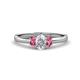 1 - Gemma 7x5 mm Oval Cut GIA Certified Natural Diamond and Pink Tourmaline Trellis Three Stone Engagement Ring 