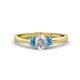1 - Gemma 7x5 mm Oval Cut GIA Certified Natural Diamond and Blue Topaz Trellis Three Stone Engagement Ring 
