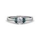 1 - Gemma 7x5 mm Oval Cut GIA Certified Natural Diamond and London Blue Topaz Trellis Three Stone Engagement Ring 