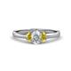 1 - Gemma 7x5 mm Oval Cut GIA Certified Natural Diamond and Yellow Sapphire Trellis Three Stone Engagement Ring 