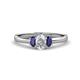 1 - Gemma 7x5 mm Oval Cut Lab Grown Diamond and Blue Sapphire Trellis Three Stone Engagement Ring 