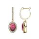 1 - Ilona Oval Cut Rhodolite Garnet and Diamond Halo Dangling Earrings 