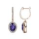 1 - Ilona Oval Cut Iolite and Diamond Halo Dangling Earrings 
