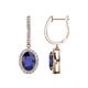 1 - Ilona Oval Cut Blue Sapphire and Diamond Halo Dangling Earrings 