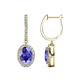 1 - Ilona Oval Cut Tanzanite and Diamond Halo Dangling Earrings 