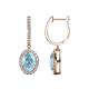 1 - Ilona Oval Cut Aquamarine and Diamond Halo Dangling Earrings 