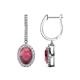 1 - Ilona Oval Cut Rhodolite Garnet and Diamond Halo Dangling Earrings 