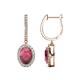 1 - Ilona Oval Cut Rhodolite Garnet and Diamond Halo Dangling Earrings 