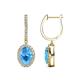 1 - Ilona Oval Cut Blue Topaz and Diamond Halo Dangling Earrings 