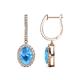 1 - Ilona Oval Cut Blue Topaz and Diamond Halo Dangling Earrings 
