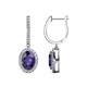 1 - Ilona Oval Cut Iolite and Diamond Halo Dangling Earrings 