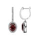 1 - Ilona Oval Cut Red Garnet and Diamond Halo Dangling Earrings 