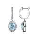 1 - Ilona Oval Cut Aquamarine and Diamond Halo Dangling Earrings 