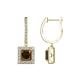 1 - Ilona (5.5mm) Princess Cut Smoky Quartz and Round Diamond Halo Dangling Earrings 