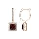 1 - Ilona (5.5mm) Princess Cut Red Garnet and Round Diamond Halo Dangling Earrings 