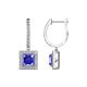 1 - Ilona (5.5mm) Princess Cut Tanzanite and Round Diamond Halo Dangling Earrings 