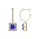 1 - Ilona (5.5mm) Princess Cut Tanzanite and Round Diamond Halo Dangling Earrings 