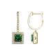 1 - Ilona (5.5mm) Princess Cut Lab Created Alexandrite and Round Diamond Halo Dangling Earrings 