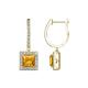 1 - Ilona (5.5mm) Princess Cut Citrine and Round Diamond Halo Dangling Earrings 