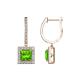 1 - Ilona (5.5mm) Princess Cut Peridot and Round Diamond Halo Dangling Earrings 
