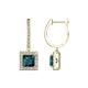 1 - Ilona (5.5mm) Princess Cut London Blue Topaz and Round Diamond Halo Dangling Earrings 