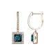 1 - Ilona (5.5mm) Princess Cut London Blue Topaz and Round Diamond Halo Dangling Earrings 