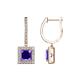 1 - Ilona (5.5mm) Princess Cut Iolite and Round Diamond Halo Dangling Earrings 
